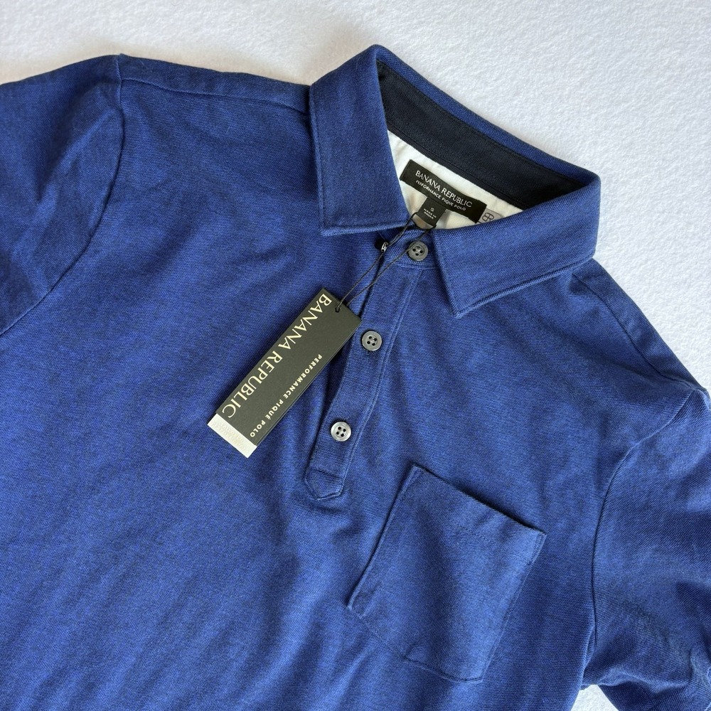Banana Republic Blue Performance Pique Polo Shirt Men's Small NWT Golf Preppy